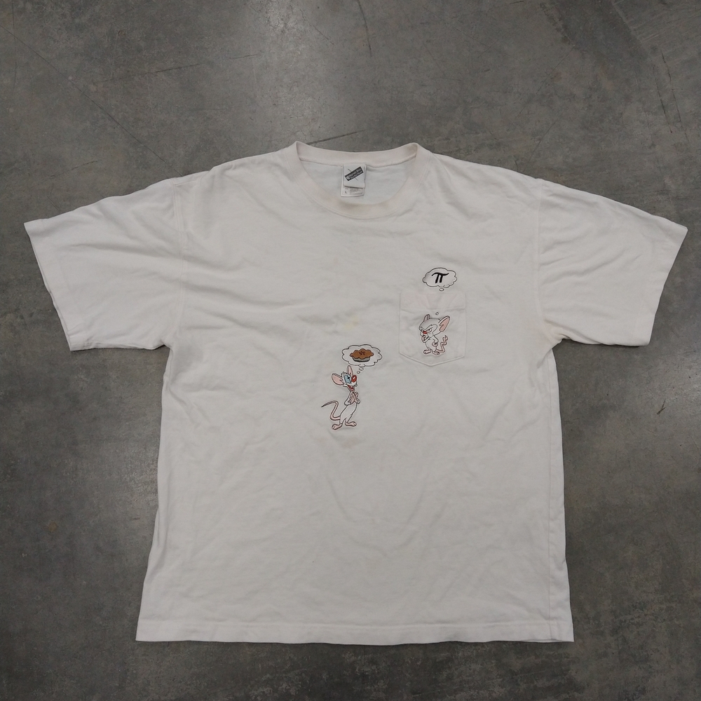 Pinky & The Brain VTG Men's White Graphic T-Shirt L Measurements